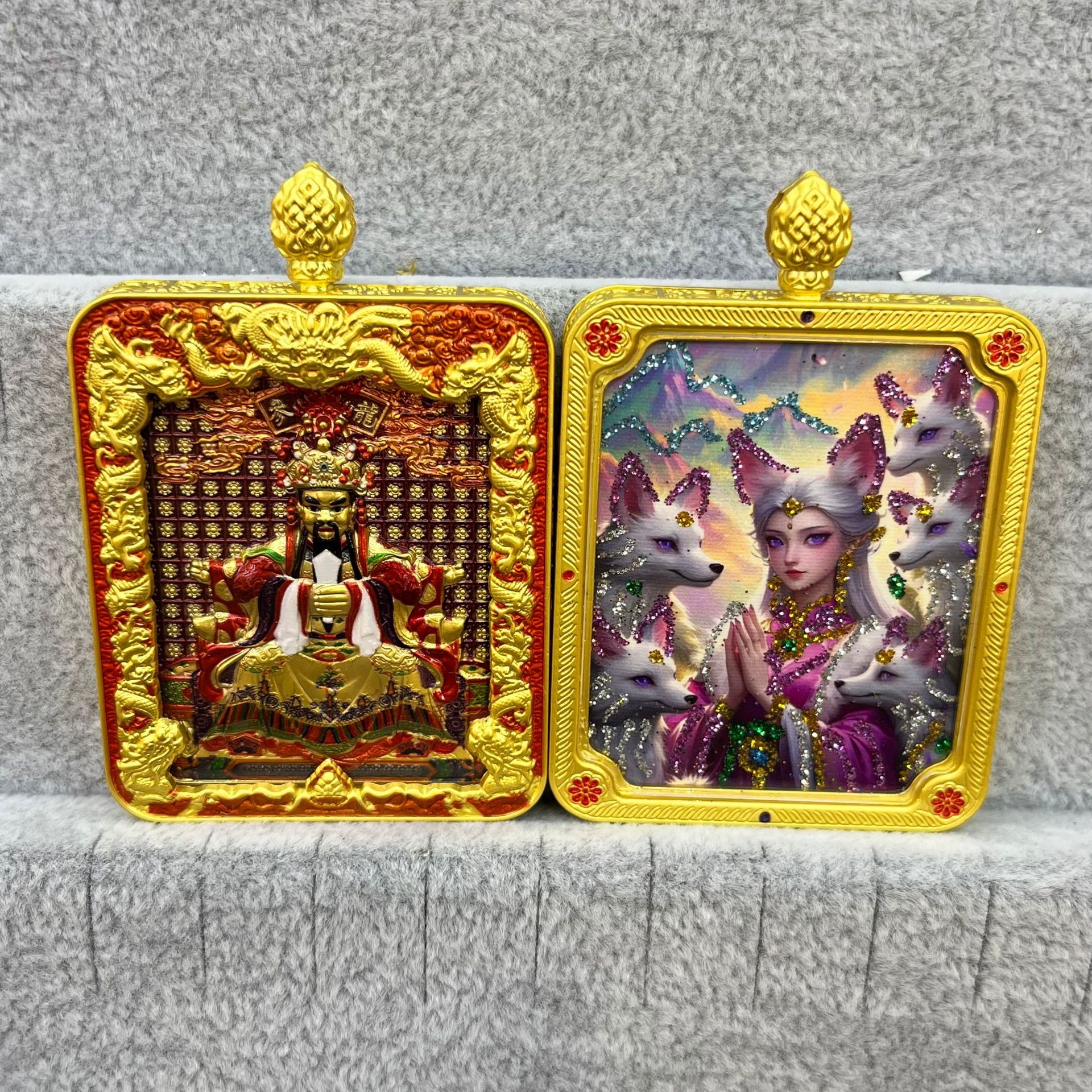 五台山唐卡浮雕双面款立体龙五爷吞金兽双面唐卡前世今生项链吊坠详情20