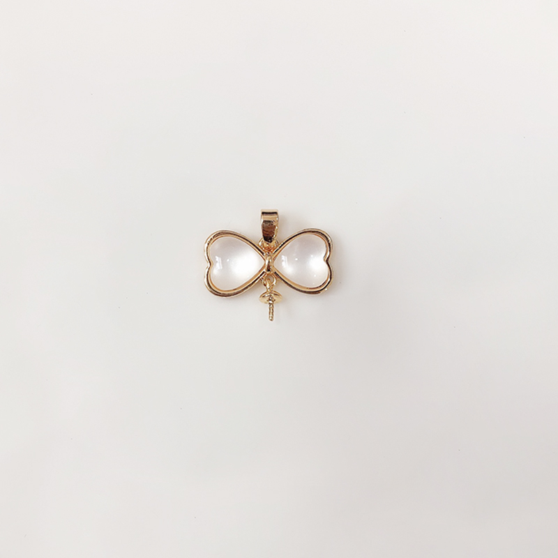 14K包金铜镀真金蝴蝶结珍珠空托吊坠头阿飘巴洛克吊坠头DIY配件新详情6