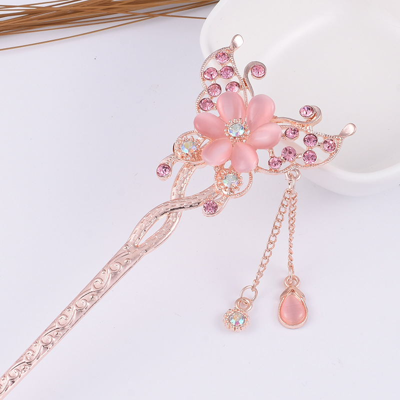 New floral tassel step hairpins, retro and elegant style hair hairpins, ancient-style Hanfu cheongsam hair accessories for women wholesale pic 10