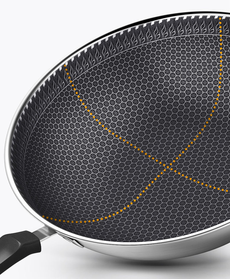 316 stainless steel wok, double-sided honeycomb flat pan, uncoated non-stick pan, household cooking pan, non-stick pan pic 12