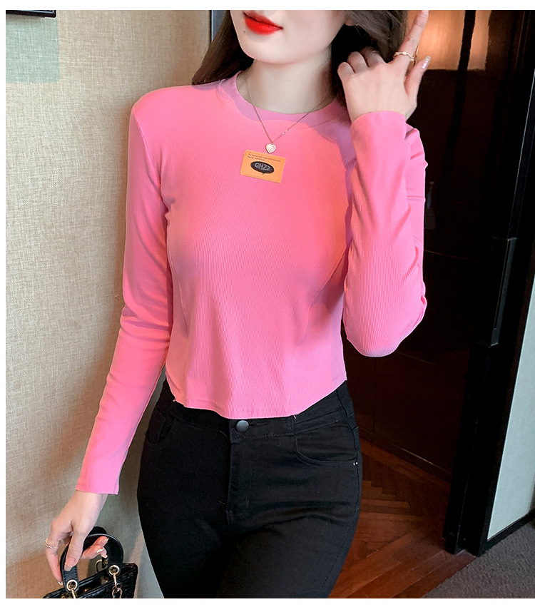 打底衫女内搭秋季2022年新款修身显瘦短款上衣洋气长袖打底小衫潮详情27