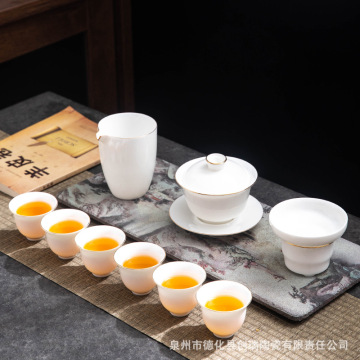 Factory direct sales of Dehua white porcelain jadeite Kung Fu tea cups, personal cups, tea tasting cups, simple household tea drinking ceramic cups pic 5