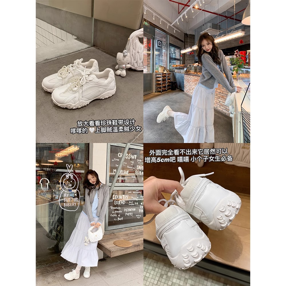 【zhike 之可】原创月牙底~蕾丝珍珠带内增高休闲阿甘鞋女德训鞋详情17