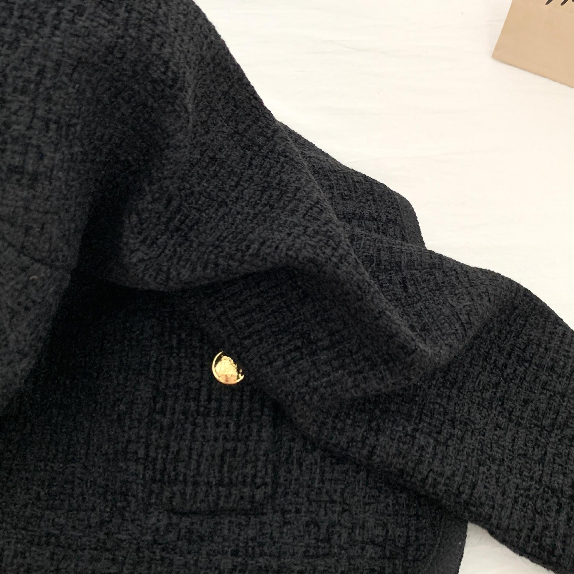 同款~黑色小香风短外套女23秋冬新款粗花呢六扣双口袋详情50