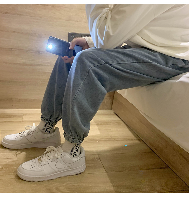 束脚牛仔裤男秋冬美式高街潮牌直筒宽松韩版潮流修身小脚九分裤子详情12