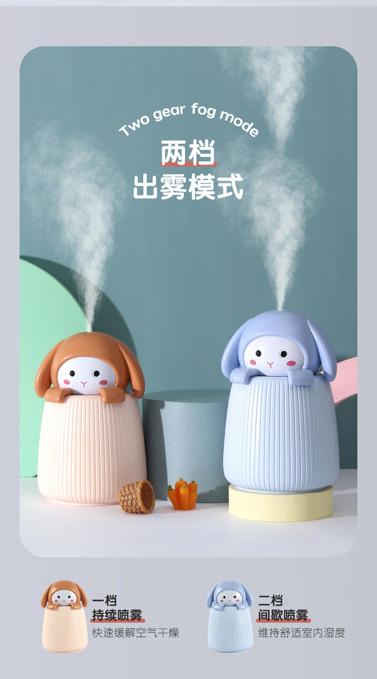 Cartoon Cute Rabbit desktop humidifier, portable charging spray water replenishing device for car bedroom and office, office and bedroom humidifier pic 4