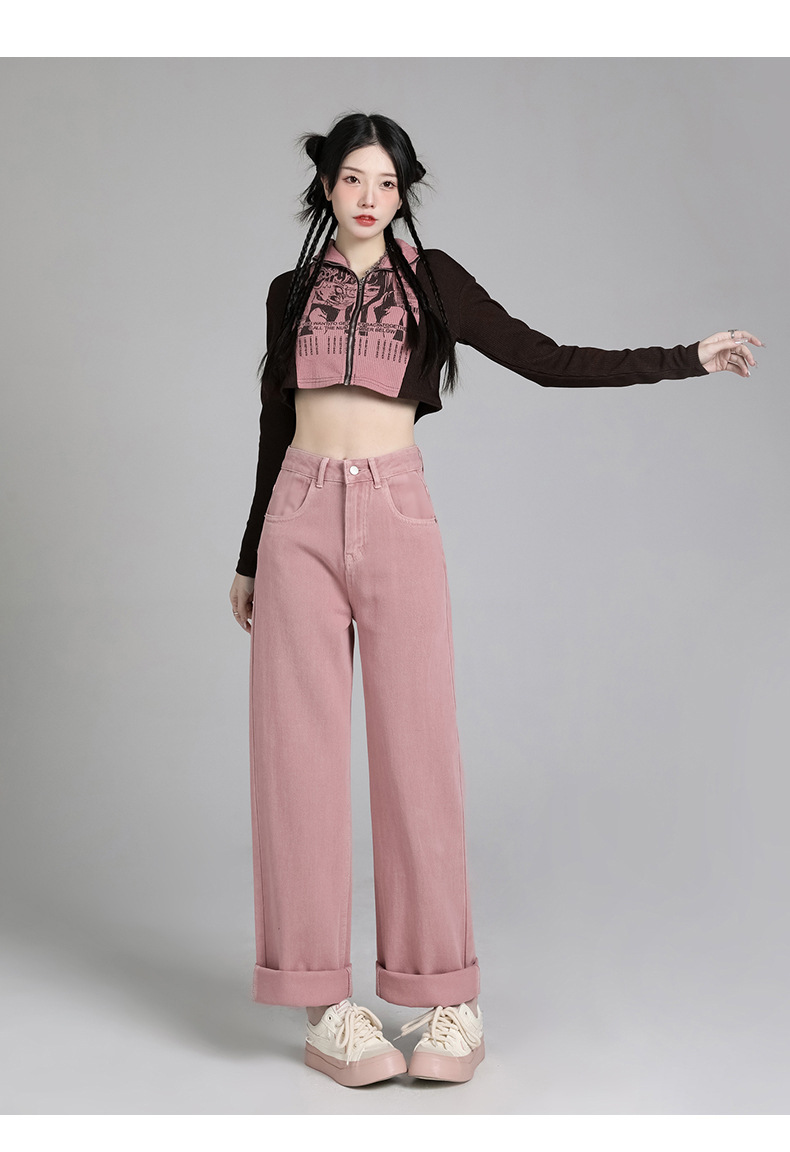 白色牛仔裤女2024年春夏高腰显瘦窄版直筒阔腿裤垂感宽松女拖地裤详情36