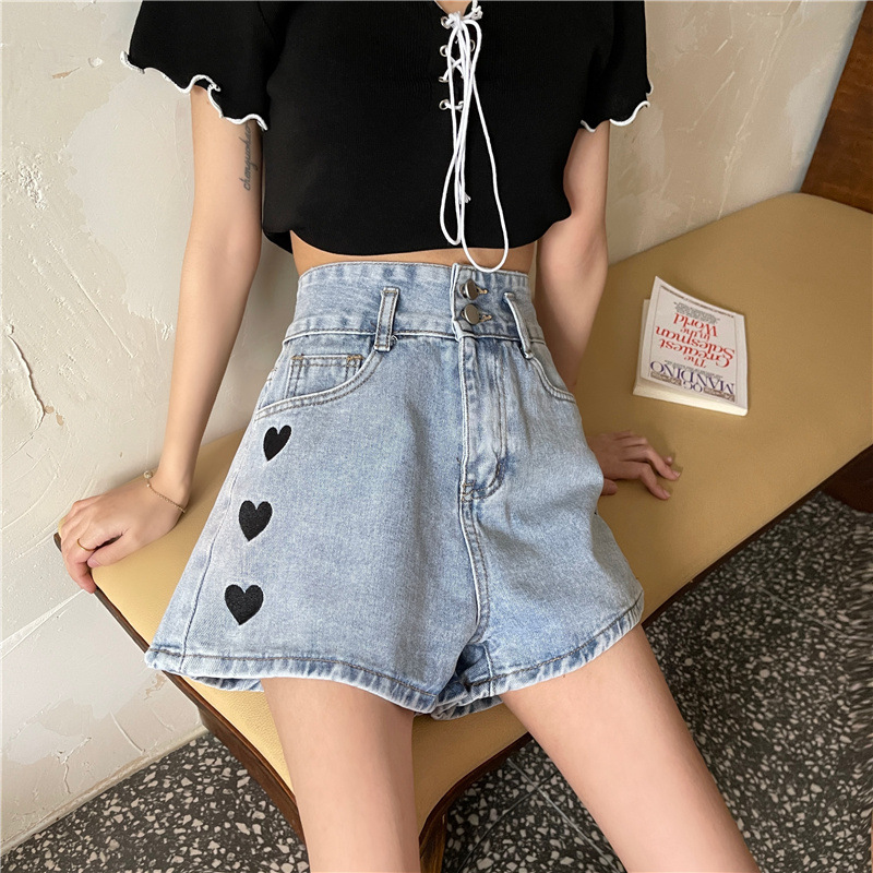 Heart-shaped jeans for women, straight-leg loose, spring and autumn 2021 new style, casual high-waisted shorts with a design sense for petite women pic 15