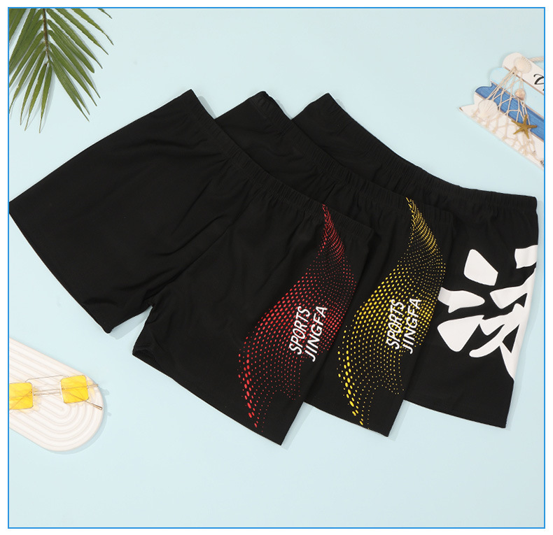 新款男士泳裤成人平角胶印沙滩裤泳池短裤男条纹游泳裤宽松舒适详情6