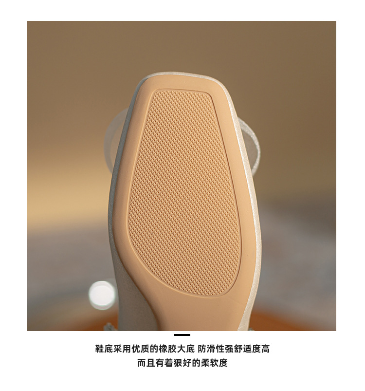 法式玛丽珍方头单鞋女2024春夏新款粗跟中跟女鞋百搭花朵绸缎鞋子详情16