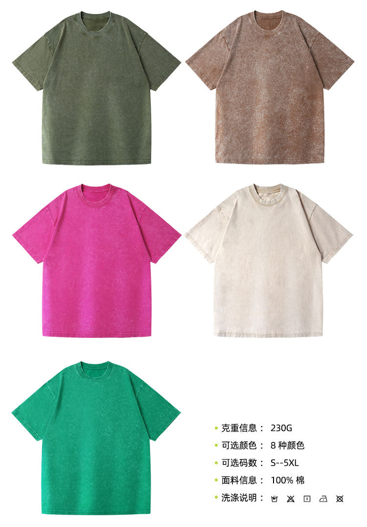 230g纯棉大版落肩t恤印logo纯色背心夏季圆领宽松欧美跨境男女详情11