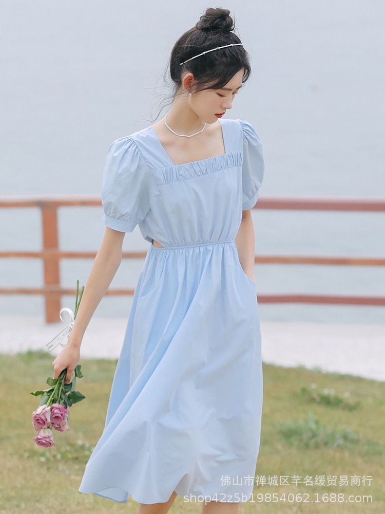 Early spring petite elegant dress for women 2023 summer waist-cinching and slimming lady chiffon floral mid-length dress pic 9
