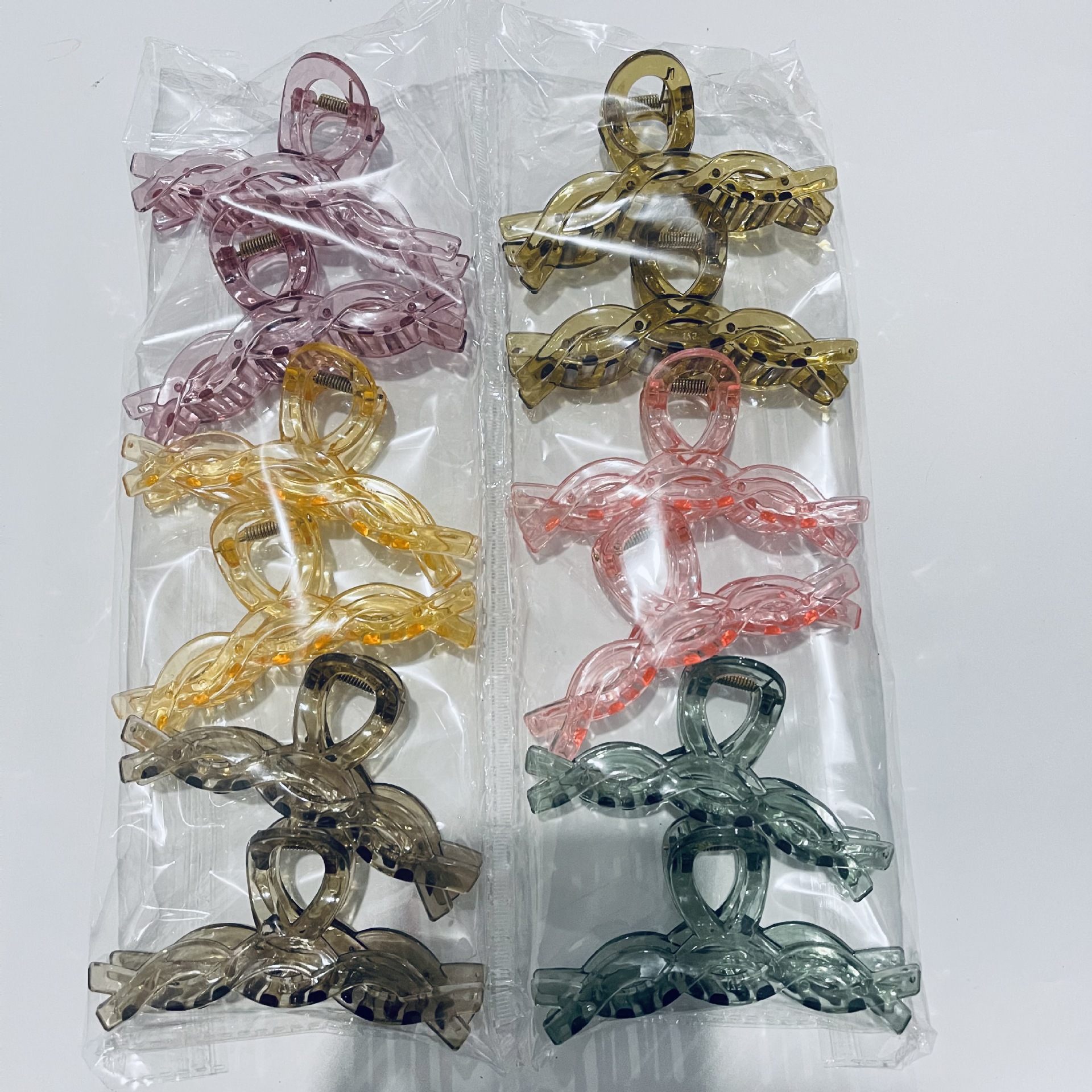 Transparent plastic gripper, fashionable crystal braided hair gripper, hair clip handle, 2-yuan or 1-yuan wholesale Korean style accessories pic 3