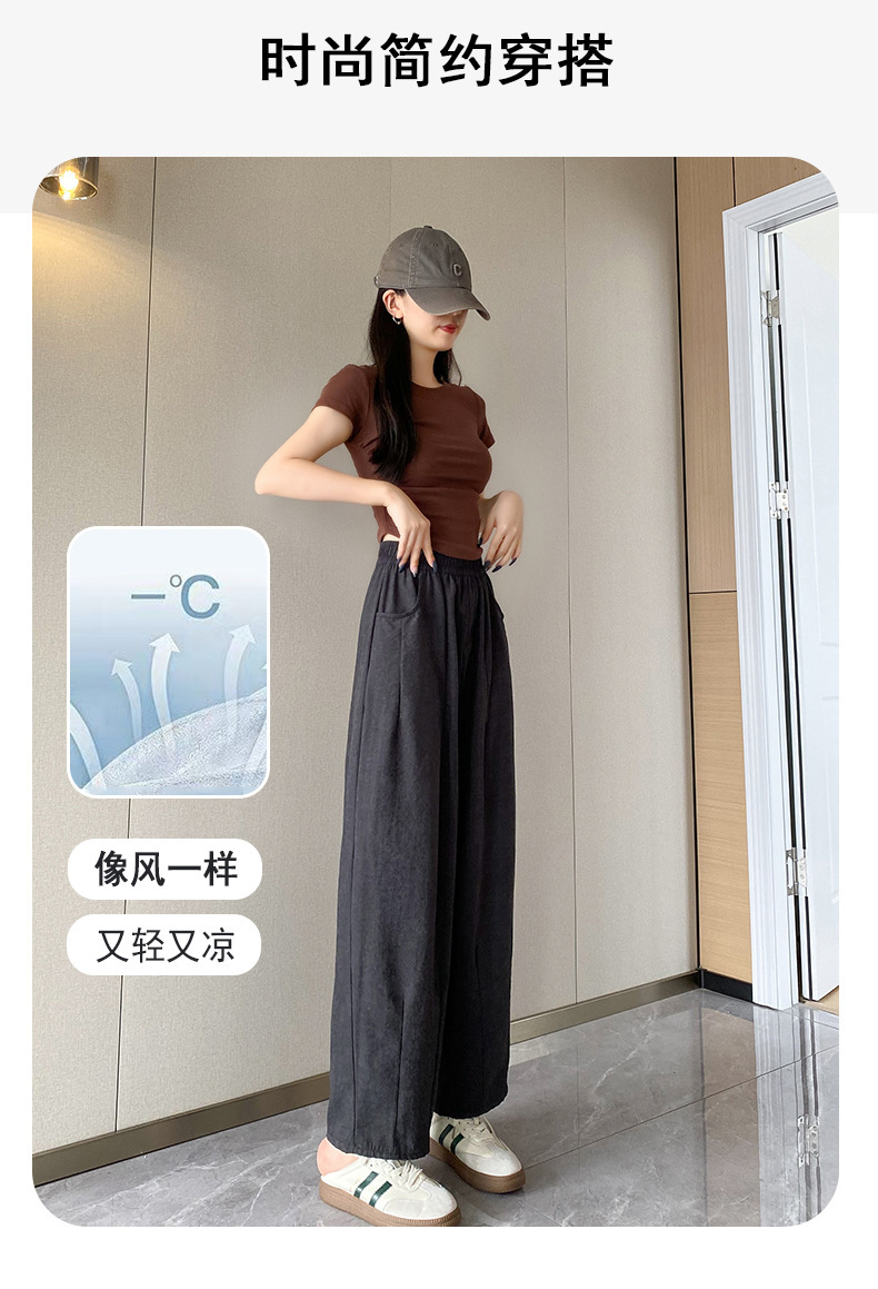 慵懒风哈伦醋酸奶奶裤女夏季2024新款高腰垂感肌理感山本老爹裤子详情3