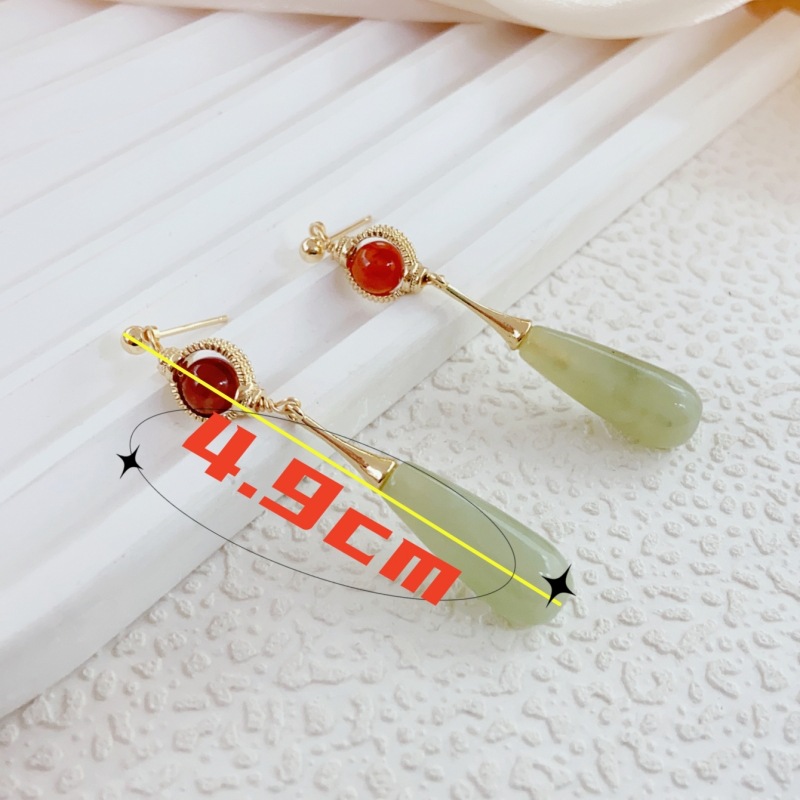 Flower falling Pine Forest Pearl Stud earrings, ancient-style gilded earrings, retro long stud earrings, jade earrings, best-selling earrings and accessories stud earrings pic 3