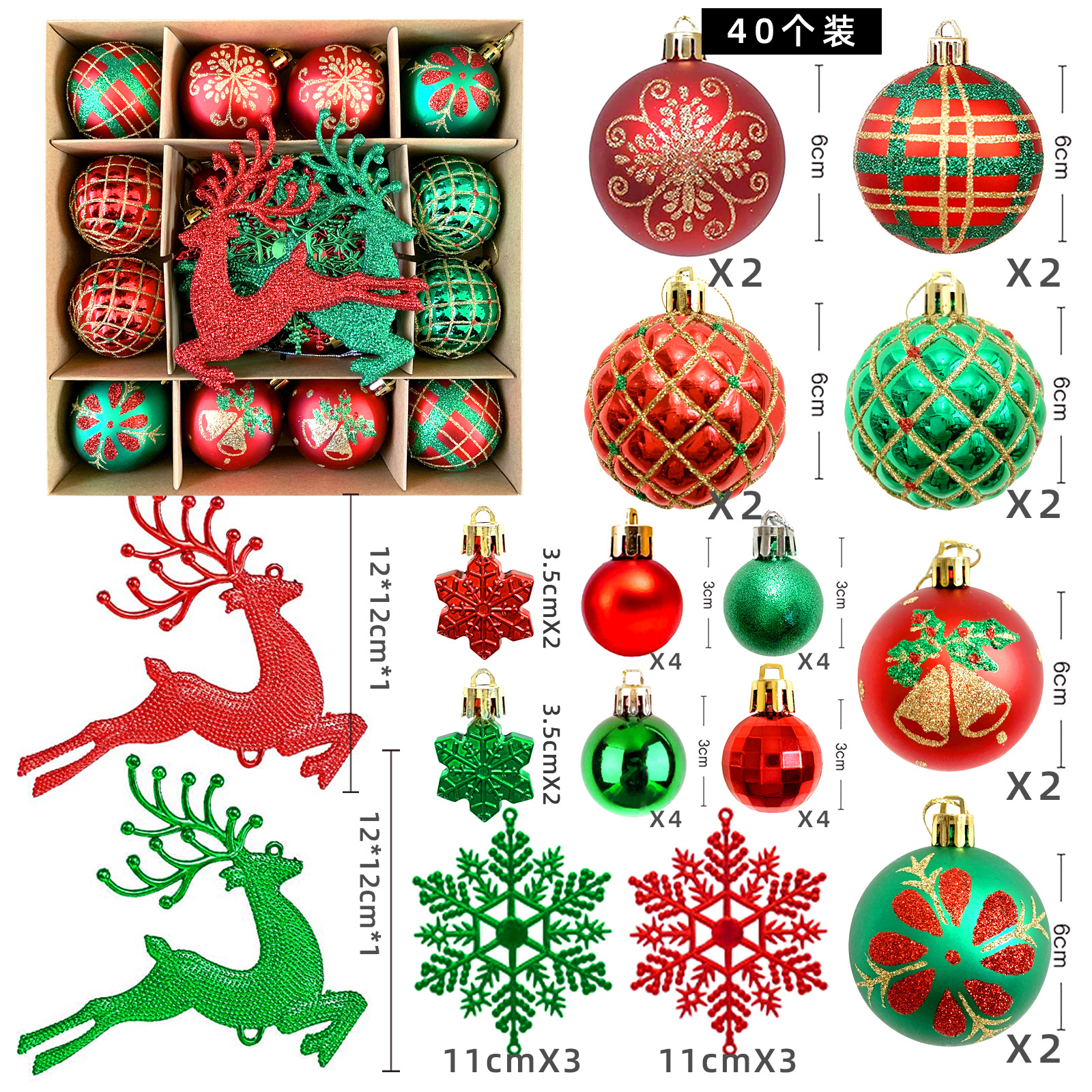 Temu/SHEIN Christmas decorations: Electroplated deer plastic balls, painted Christmas ball sets, Christmas tree pendants pic 18