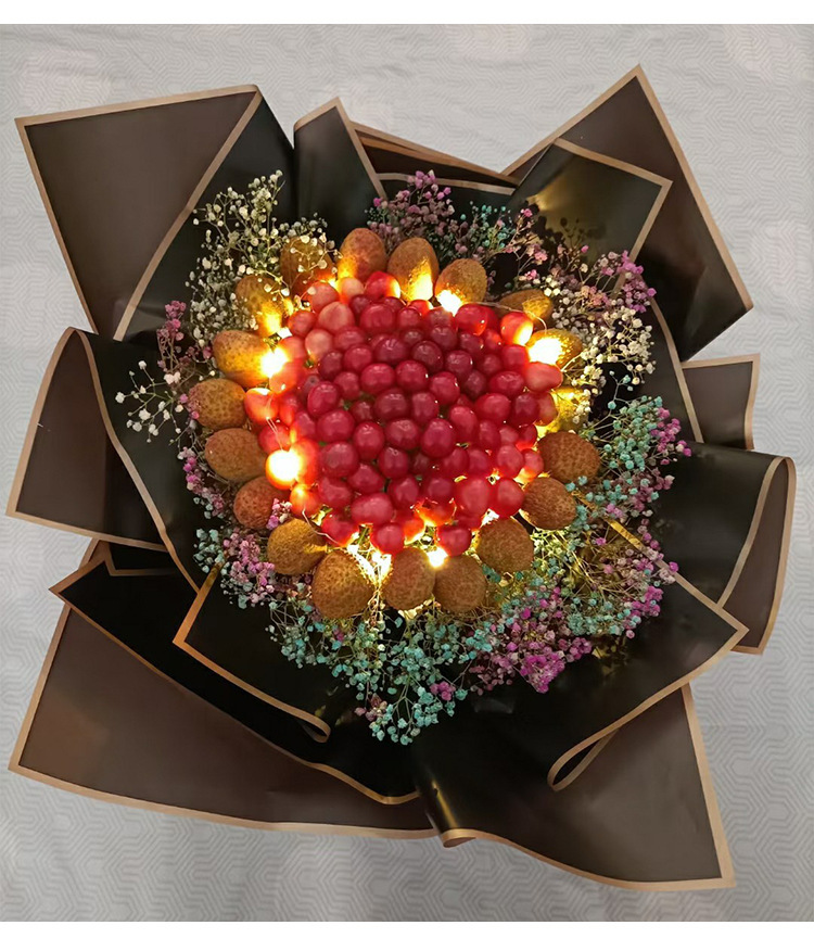 金边果冻膜批发平安果新款防水鲜花包装纸花店用品花艺花束包装纸详情9