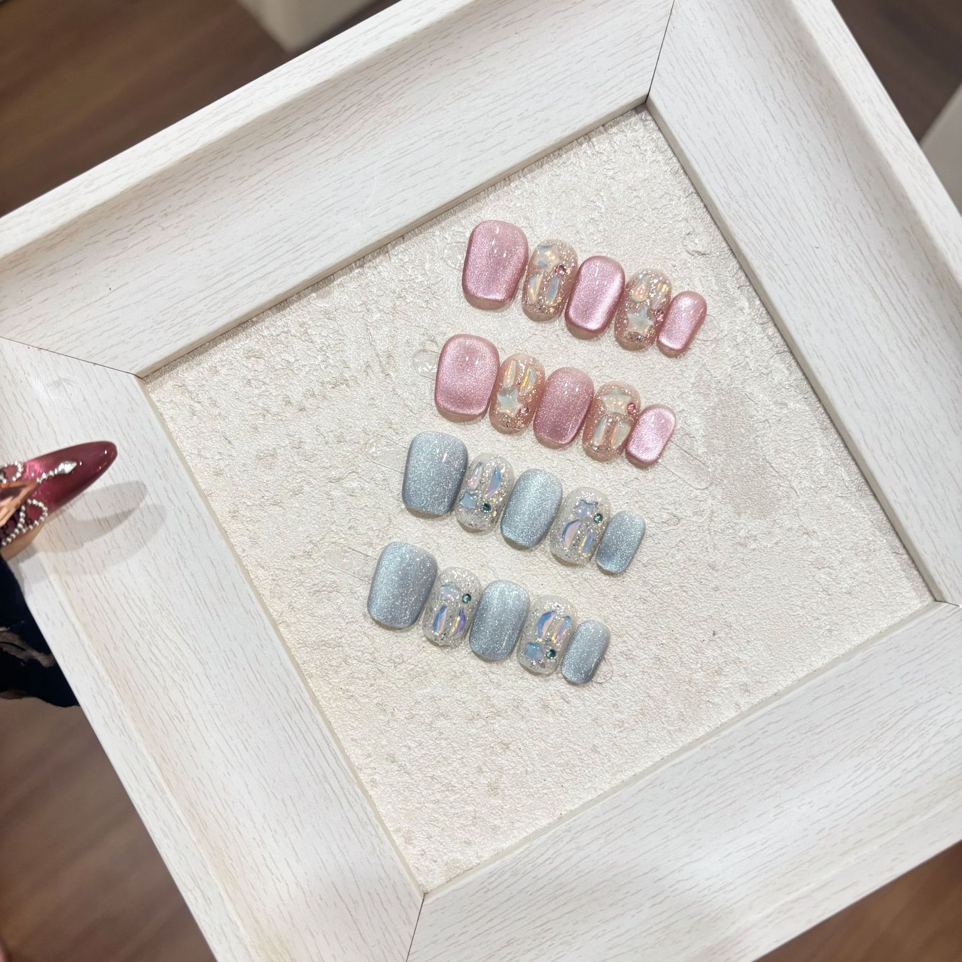 Jx春季清新新款穿戴甲片高级感纯手工制作美甲贴海洋密语粉桃芝士详情7