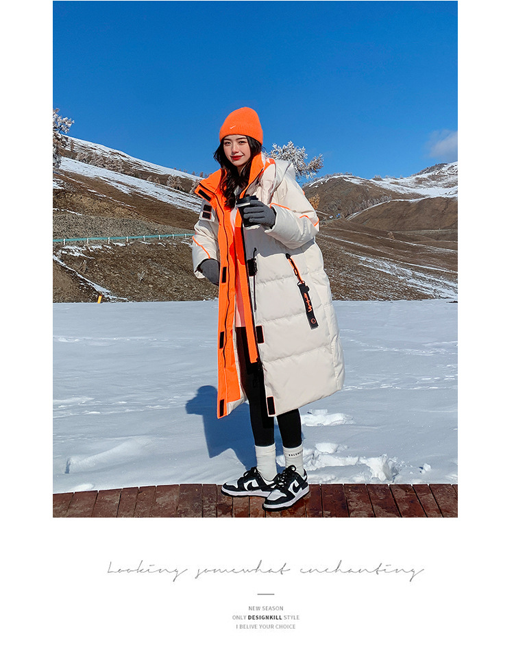 2022 mujer engrosada sobre la rodilla suelta abajo chaqueta regular medio largo commuter solid color abajo invierno nuevo pic 15