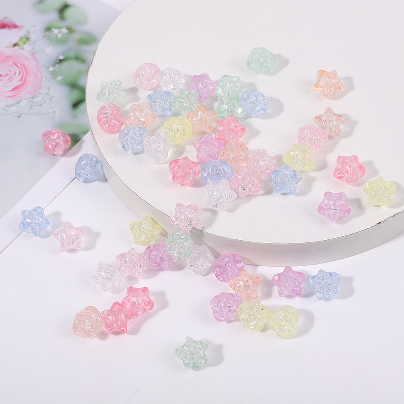 亚克力彩色五角星爆花珠裂纹珠散珠DIY手工发绳手链项链配件材料详情4