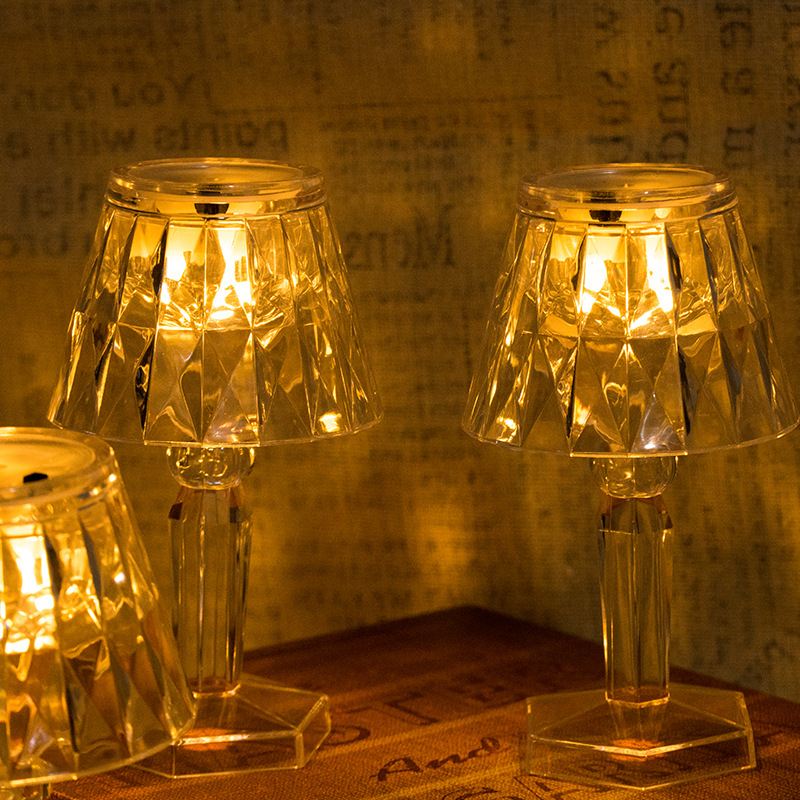 Cross-border creative transparent crystal diamond small table lamp, LED acrylic night light, desktop popular bedside decoration pic 12