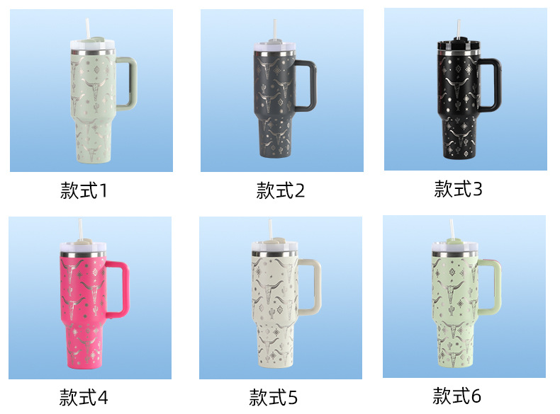 二代激光牛头印花保温杯商务男士大容量保温水杯不锈钢手柄汽车杯详情7