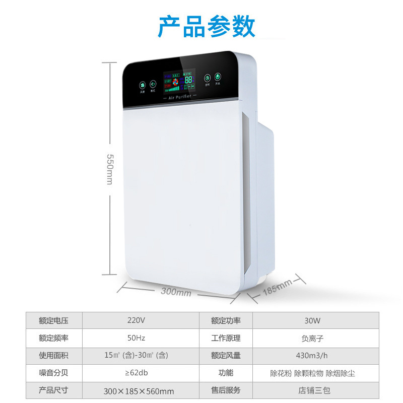 Air purifier, household indoor humidification, UV ultraviolet disinfection, formaldehyde removal, smoke and odor removal, negative ion purifier pic 11