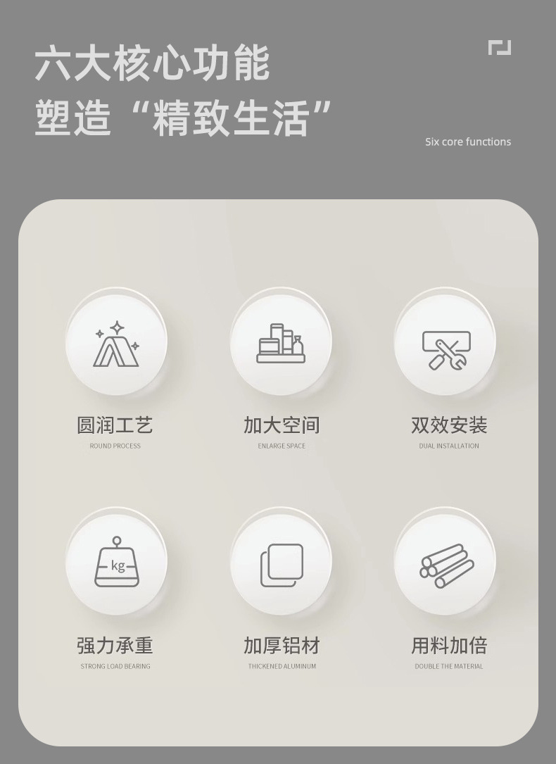 Water ripple wall-mounted storage rack for bathroom and kitchen wall-mounted storage pic 2