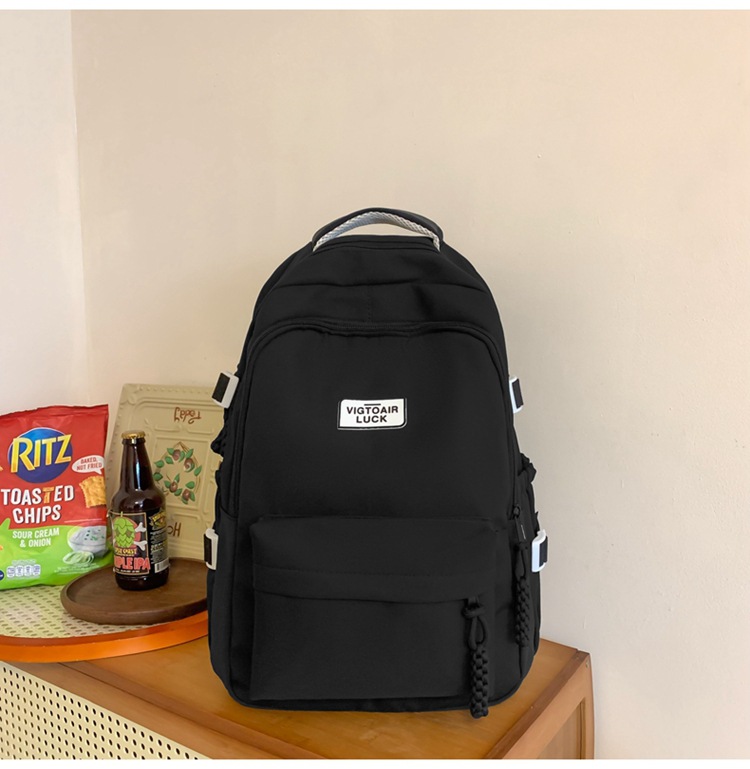 书包大容量高颜值初高中生新款双肩包大容量纯色简约防泼水背包详情35