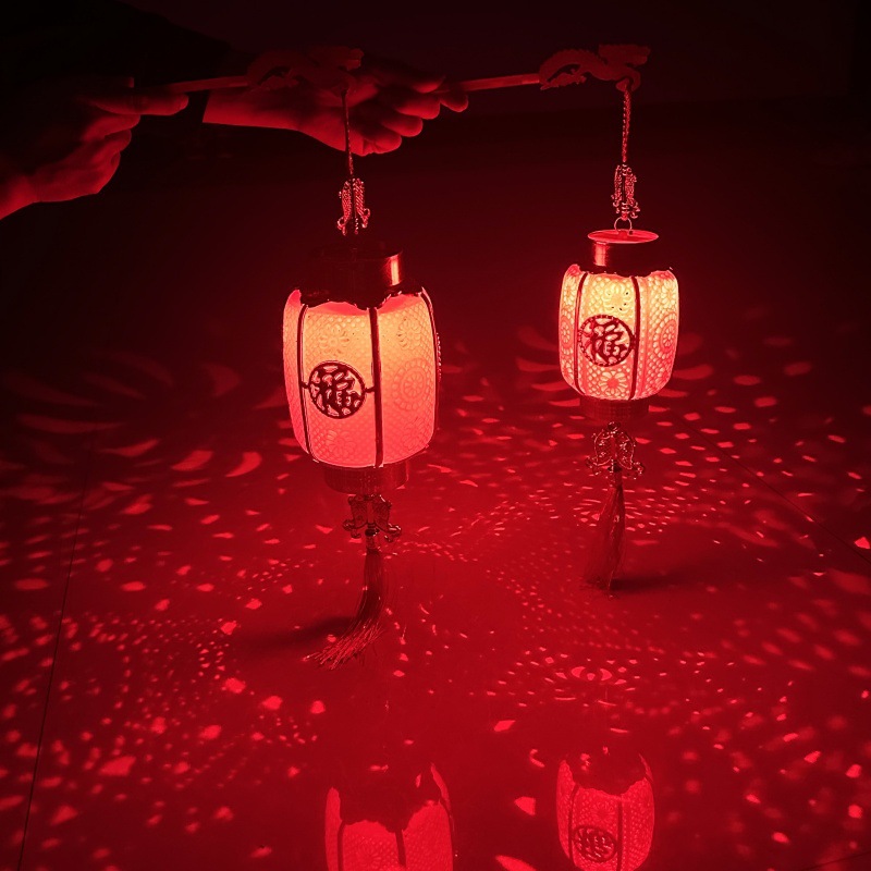 龙年植绒手提发光投影灯笼新年入门户装饰布置红灯笼元宵福字灯笼详情28