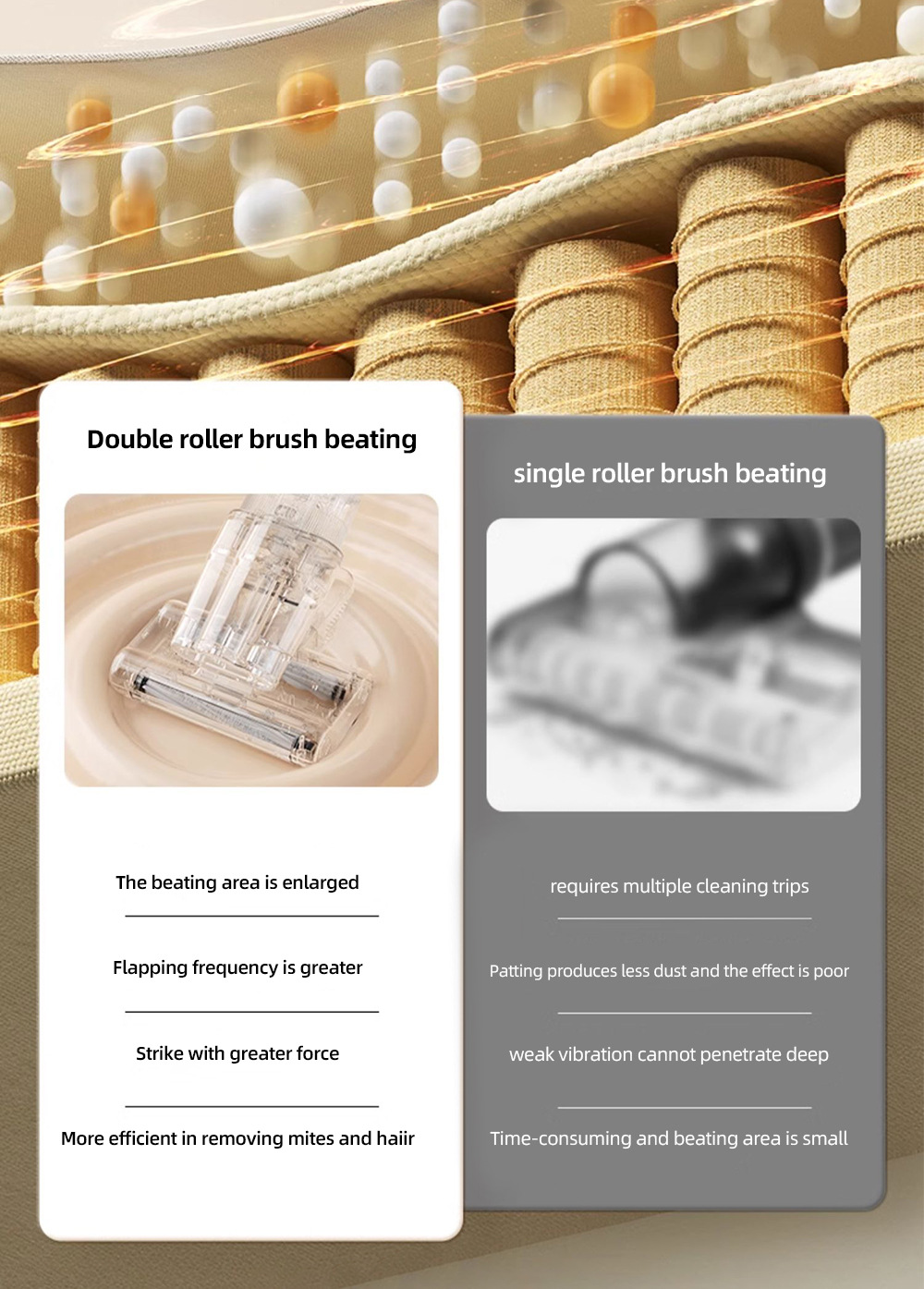 Double roller brush mite remover, a mite removal wonder, a large household vacuum cleaner for bed removal, ultrasonic and ultraviolet sterilization power purification pic 7