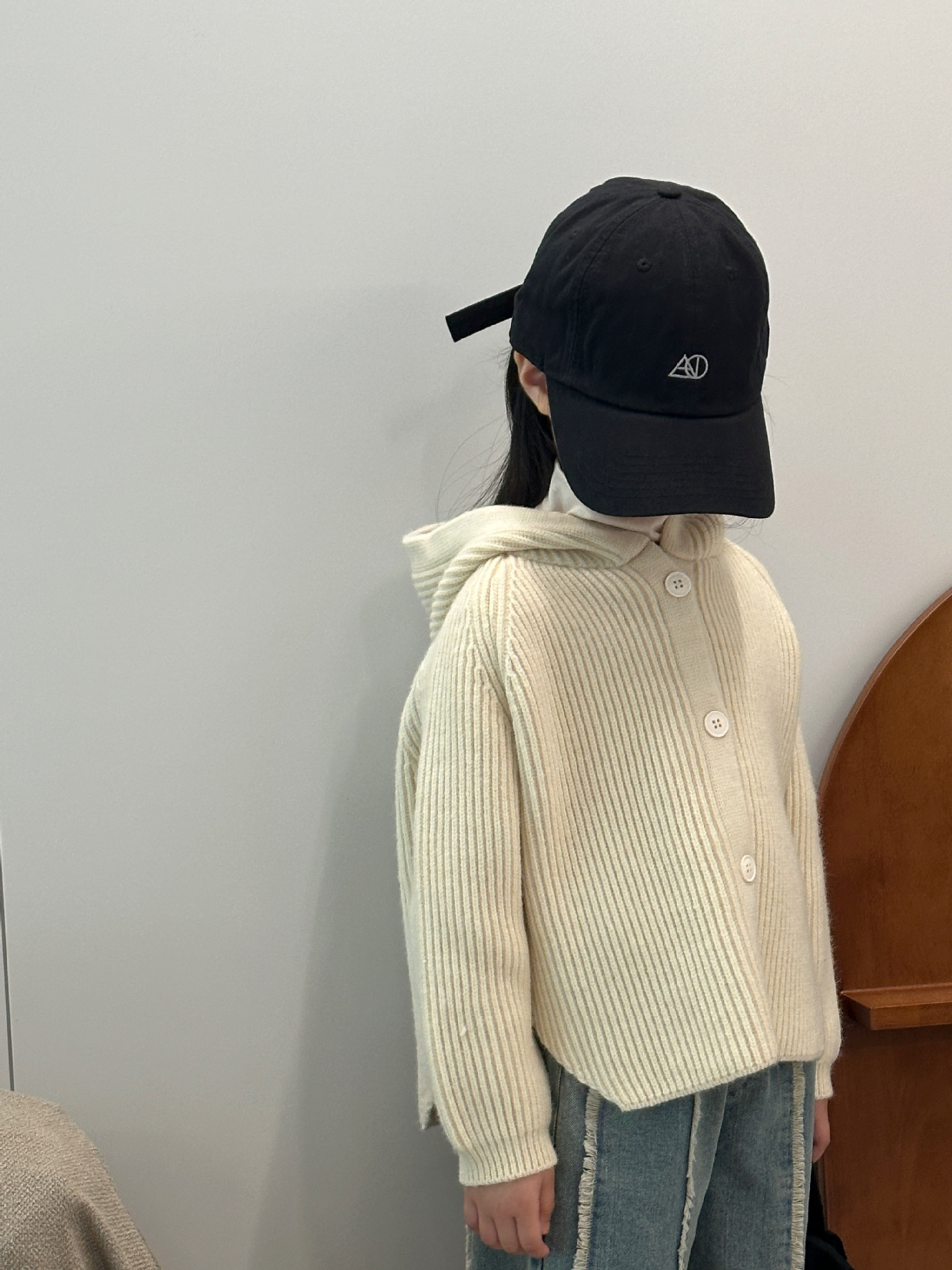 女童秋装套装2023新款元气女孩毛纱外套洋气时髦儿童牛仔阔腿裤潮详情9