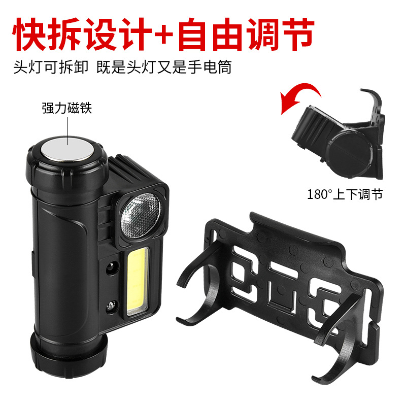 新款XPE+COB头戴式强光手电内置电池磁吸头灯多功能充电式远射灯详情3