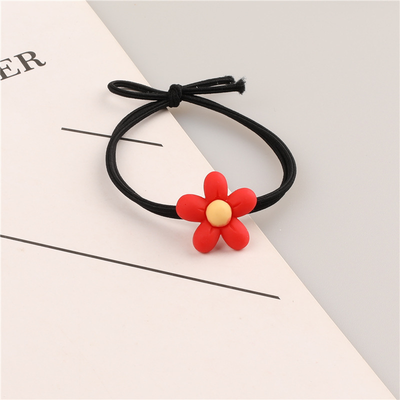 New small red flower hair band, five-petal flower cartoon flower hair tie, hair tie rubber band, high-elasticity braided hair tie pic 18