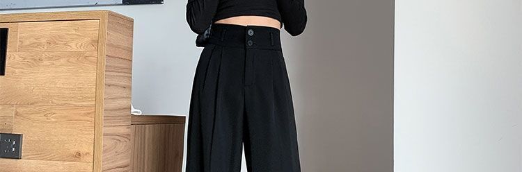 黑色西装裤女春秋新款韩版休闲直筒垂感宽松阔腿裤高腰显瘦长裤潮详情20