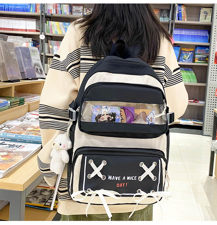 New student schoolbag, Japanese-style cute and fresh girl backpack, large capacity for junior high school students, trendy backpack for primary school boys pic 16
