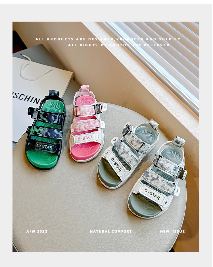 儿童运动凉鞋2024夏季新款男童防滑包头沙滩鞋迷彩软底女童休闲鞋详情11