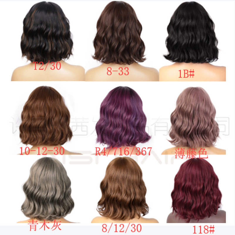 Xuchang Aisi wigs, European and American short curly hair wigs for women, bangs hair wigs, and synthetic fiber wigs pic 6