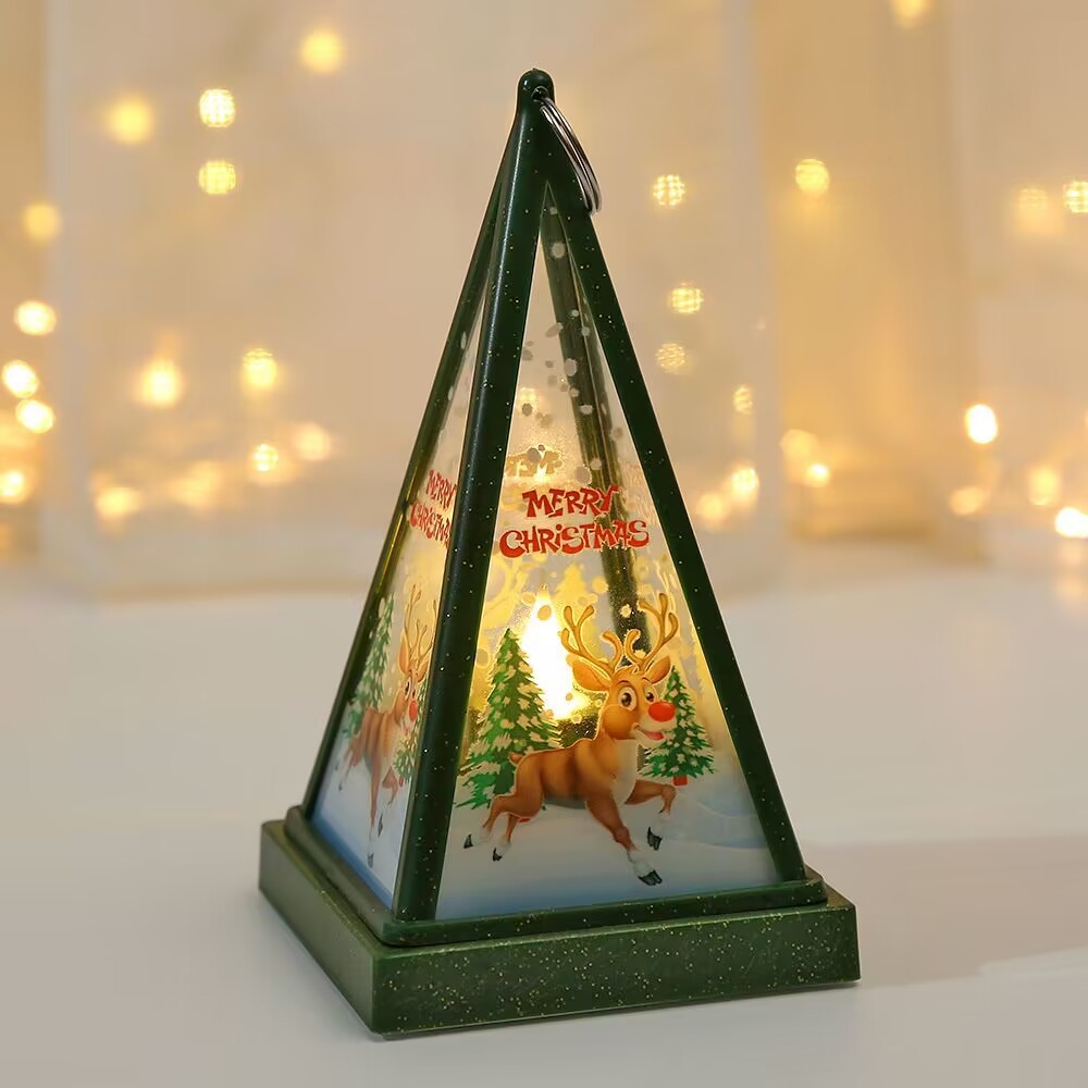 New Christmas decorations: Hand-held triangular wind lamps, night lights, pendants, LED electronic candles, candlestick lights pic 25