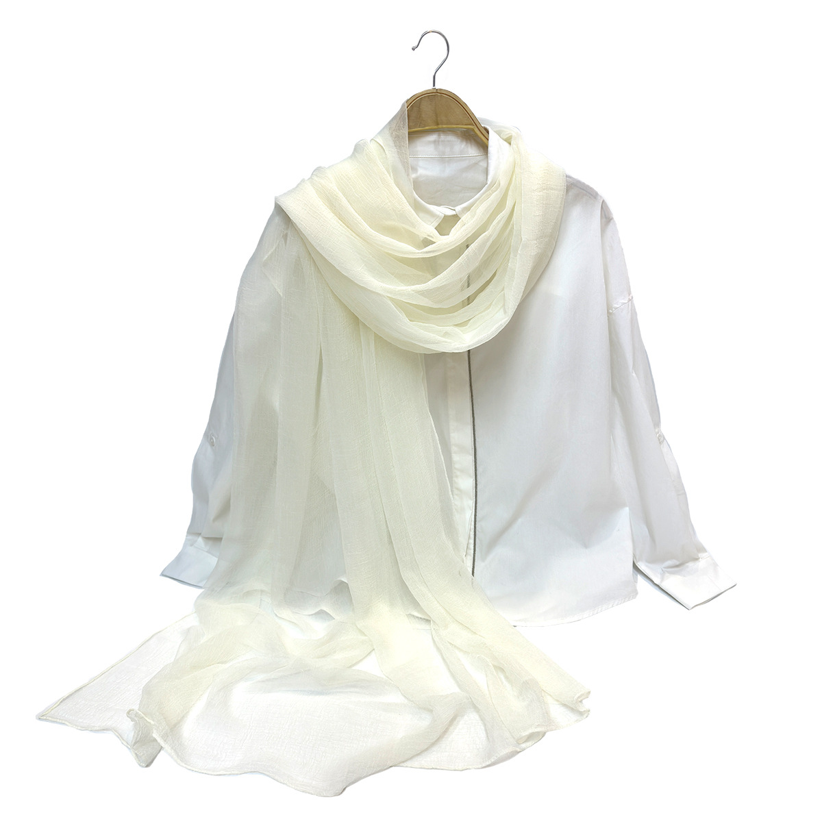 新款欧美出口纯色夏季防晒丝巾沙滩巾披肩 工厂批发定 制详情3