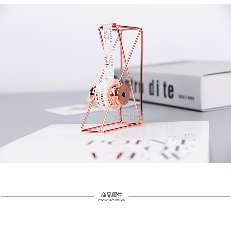 Ins-style light luxury ironwork rose gold tape cutter, manual multi-functional tape machine, student journal tape holder pic 3