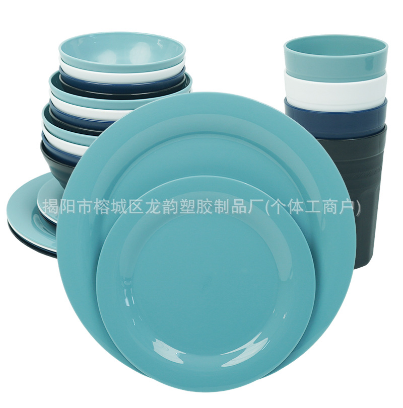 Amazon wheat straw pure PP plate, bowl, cup, dish, knife, fork, spoon, tableware box set, gift set, cross-border batch for Europe and America pic 1