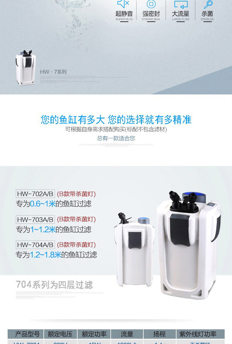 森sun厂家HW-7鱼缸水族箱增氧泵过滤器过滤桶水族用品鱼缸过滤器详情2