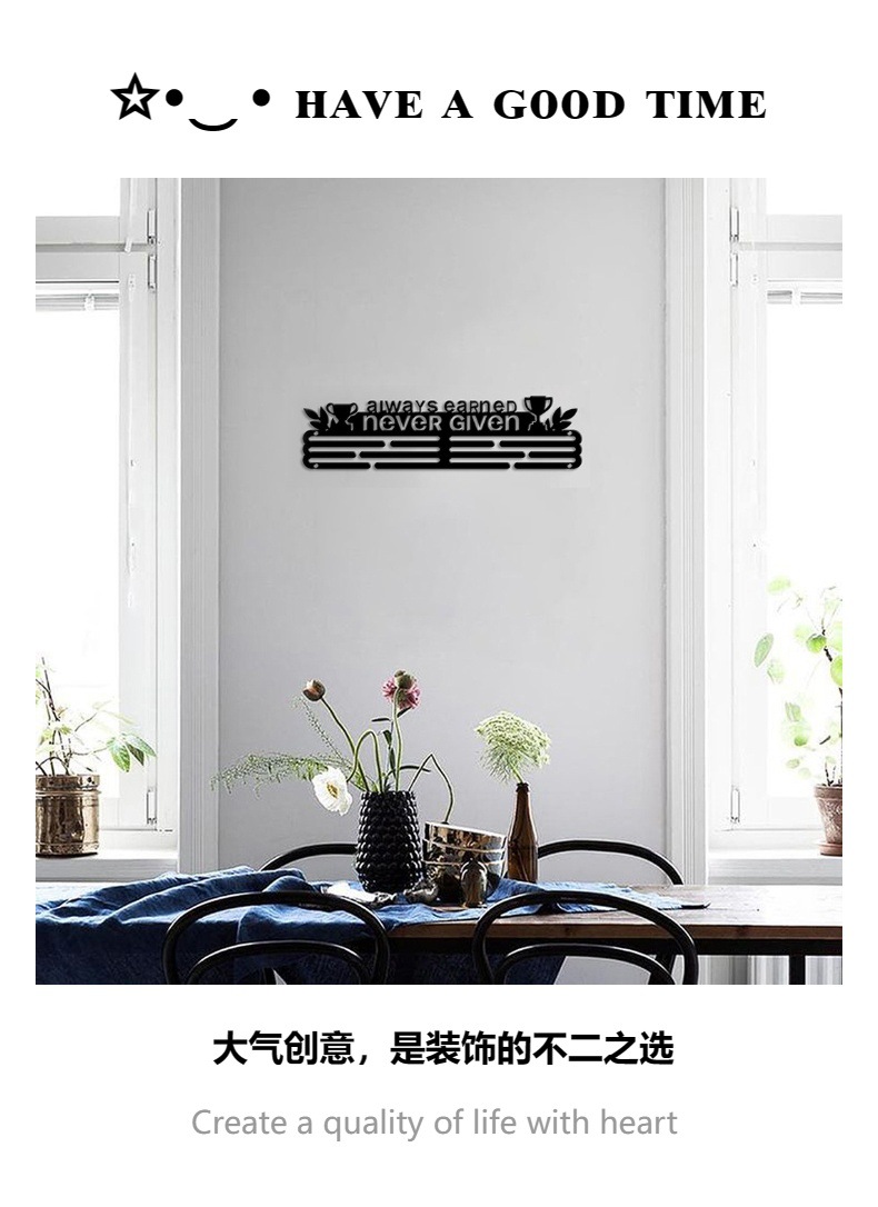 现代室内墙面黑色金属装饰奖牌挂架亚马逊工艺品跨境热销壁挂挂件详情4