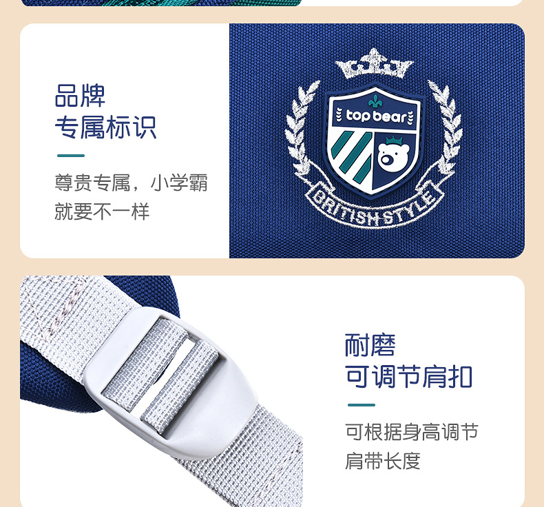 新款托比熊小学生书包1至6年级男女儿童双肩包耐磨减负大容量印字详情14