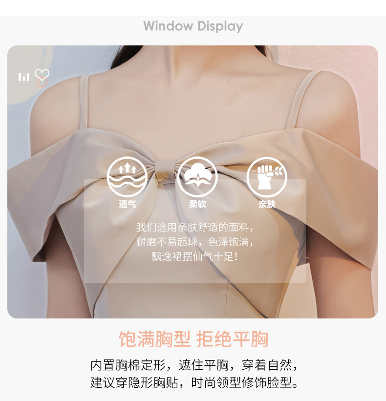 伴娘服2022年新款夏季姐妹团长裙平时可穿小众大码缎面礼服女详情8