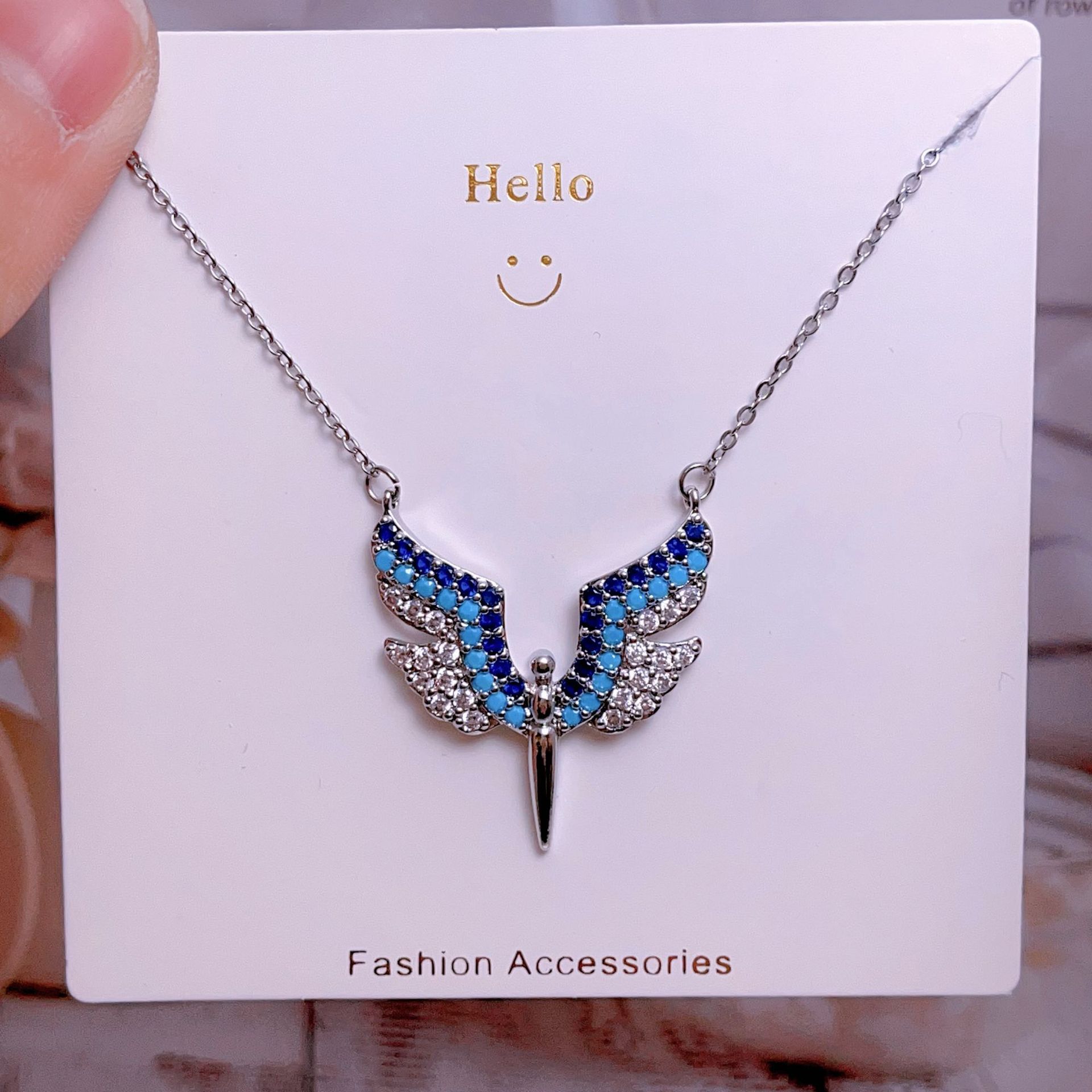 Titanium steel collarbone chain, non-fading wing heart original design, high-end light luxury necklace, direct sales from Yiwu factory pic 6
