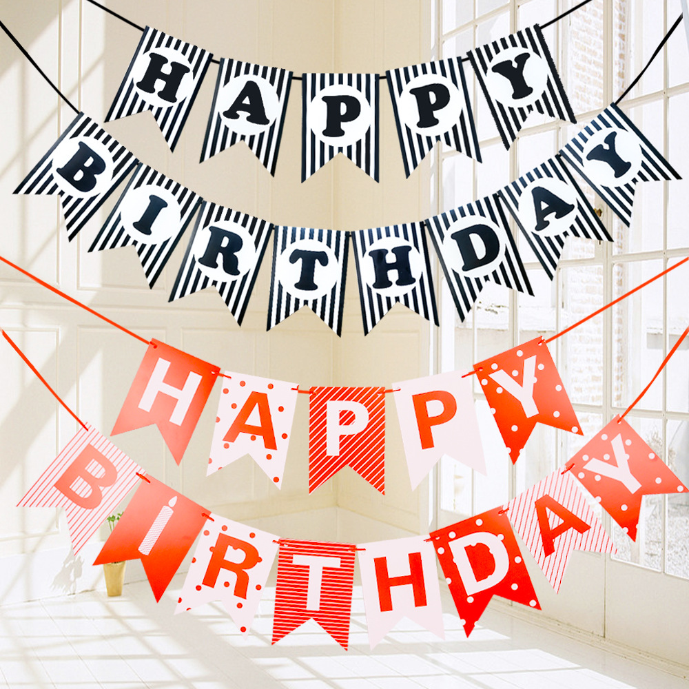 厂家批发生日拉旗烫金鱼尾生日快乐拉旗装饰横幅生日派对布置用品详情4