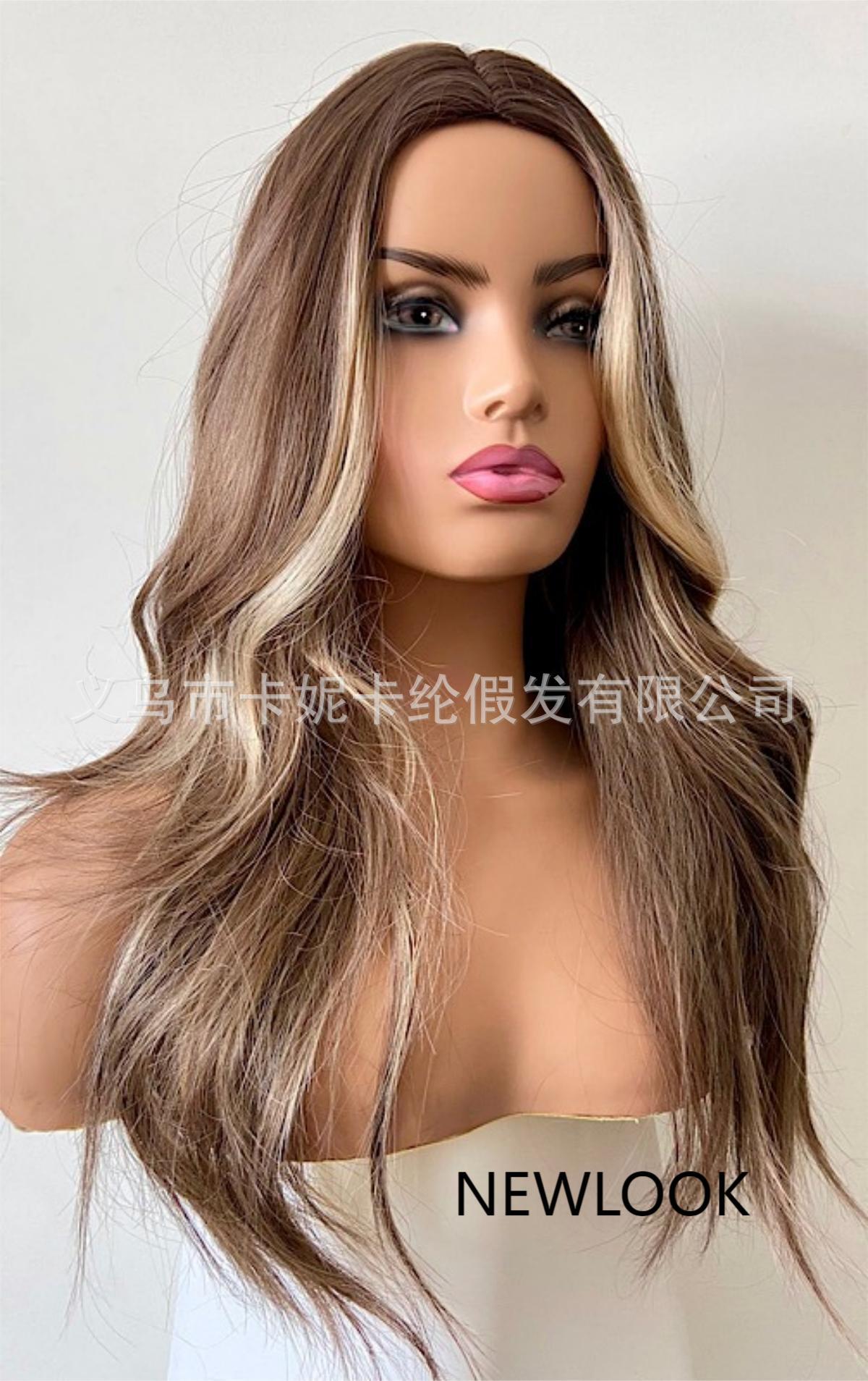 欧美外贸newlook女士中分挑染大波浪厂家订制wig supplies详情10
