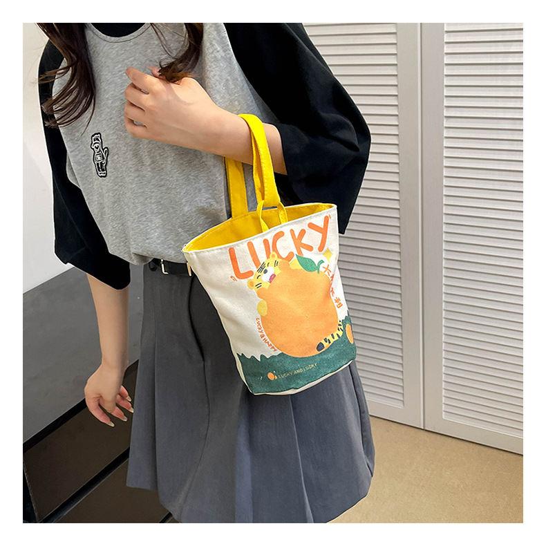 Pintura al óleo viento bolsa de mano linda impresión de un hombro bolsa portátil exterior cartoon student canvas bag al por mayor pic 18